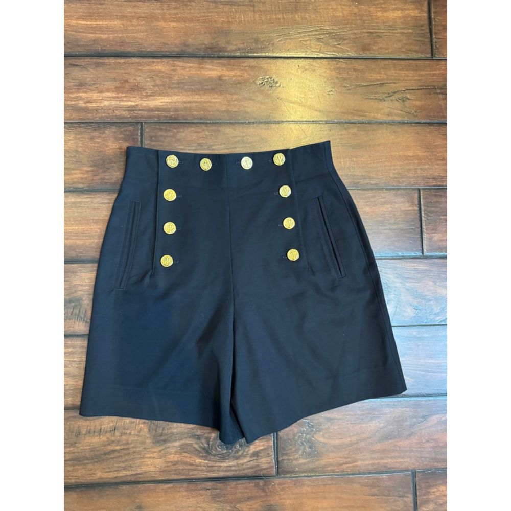 ESCADA | Black High Waist Shorts with Gold Buttons Size 6